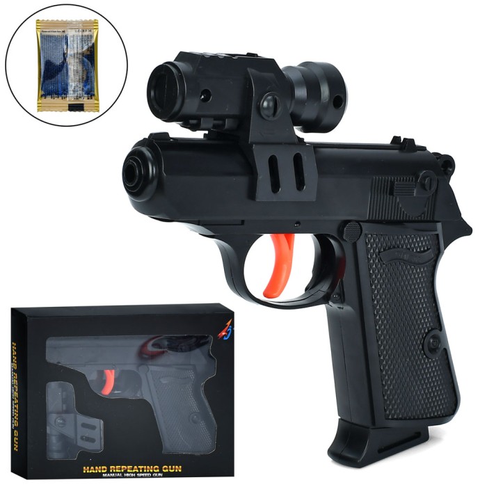 Іграшковий пістолет 15,5 см з водними кулями, в коробці 18х14,5х4 см