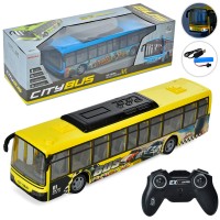 Автобус 38 см р/к на акумуляторі зі світлом, USB та гумовими колесами, в асортименті, у коробці 46х16х15 см