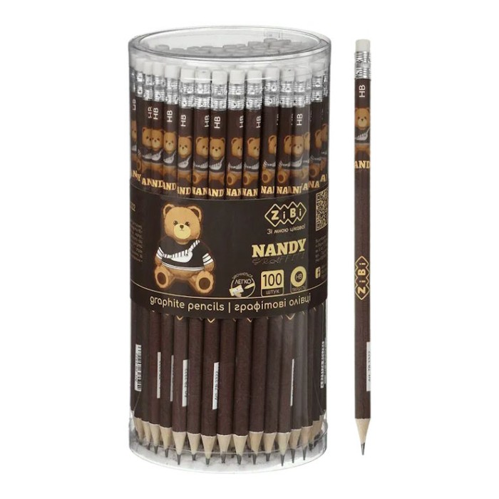 Олівець графітний «BEAR TOY» з гумкою HB, у тубі, ТМ Zibi