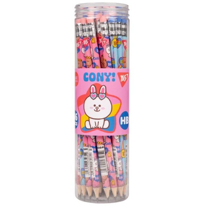 Олівець графітний «Line Friends. Heroes» з гумкою, в асортименті, 36 шт у тубі, ТМ Yes