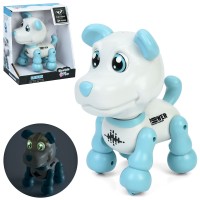 Песик 15х18х10 см зі звуком, світлом та сенсорним керуванням, ходить та повторює слова, на батарейці, у коробці 20х23х12 см.