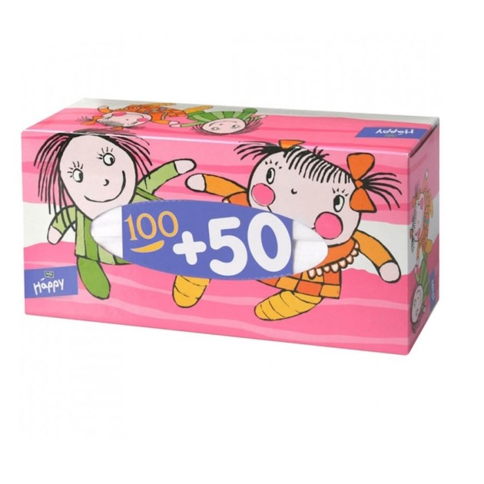 Серветки косметичні «Baby Happy» універсальні двошарові, 150 шт в упаковці, Bella