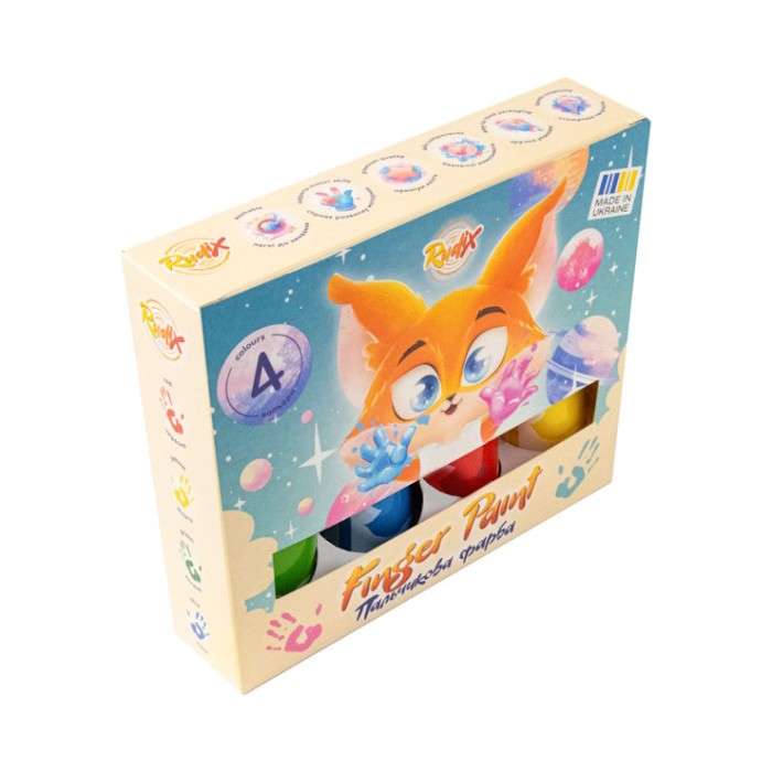 Фарби пальчикові 4 кольри по 60 мл, RUDIX