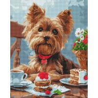 Набір з алмазною мозаїкою «Чаювання йорка» 40х50 см, ТМ Ідейка