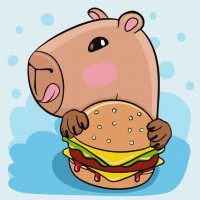 Картина за номерами «Капібара та бургер» 30х30 см, ТМ Ідейка