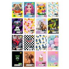 Блокнот А7 на 36 аркушів у клітинку на спіралі зверху з ламінованою обкладинкою, в асортименті, ТМ Апельсин