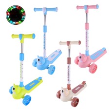 Самокат дитячий 3-колісний, 2 колеса PU зі світлом, заднє пластикове, складений, у пакеті