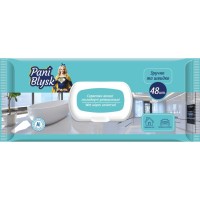 Вологі серветки господарські універсальні з клапаном 48 шт в упаковці, ТМ Пані Блиск