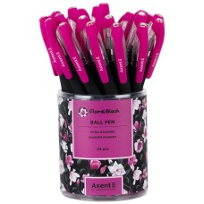 Ручка «Floral Black» кулькова синя, ТМ Axent