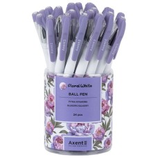 Ручка «Floral White» кулькова синя, ТМ Axent