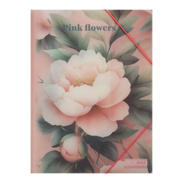 Папка «ARABESKI» А4 на гумках з напівпрозорого пластику, рожева, TM Buromax