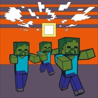 Картина за номерами «Майнкрафт. Втеча зомбі» 25х25 см з LED підсвіткою, ТМ SANTI