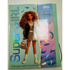 Папка для праці «SUPER GIRL» А4 картонна на гумках, KIDS Line