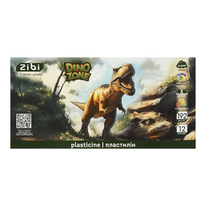 Пластилін «DINO» на 12 кольорів, 192 г, KIDS Line