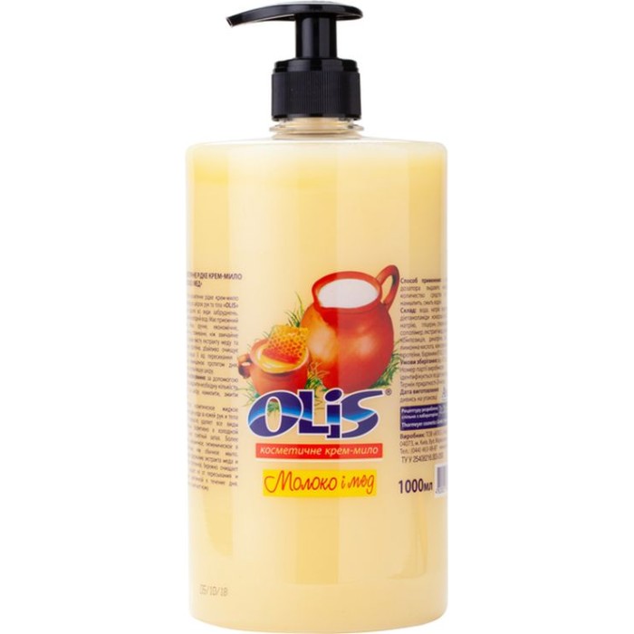 Крем-мило «Молоко та мед» з дозатором 1000 мл, ТМ Olis