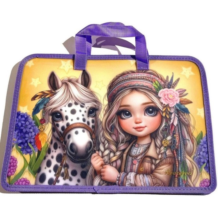 Папка-портфель А4+ на блискавці з кольоровим друком на одне відділення з ручками, ТМ Мандарин