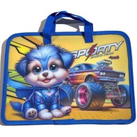 Папка-портфель А4+ на блискавці з кольоровим друком на одне відділення з ручками, ТМ Мандарин