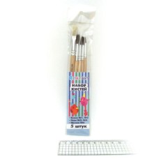 Набір з 5 пензликів: №1 та №3 білка круглі, №2 та №4 щетина круглі, №6 щетина пласка, ТМ J. Otten