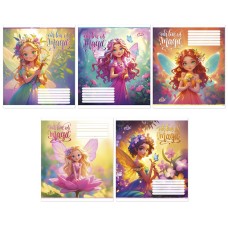 Зошит на 12 аркушів у косу лінію «Квіткова фея» №2643, ТМ Brisk