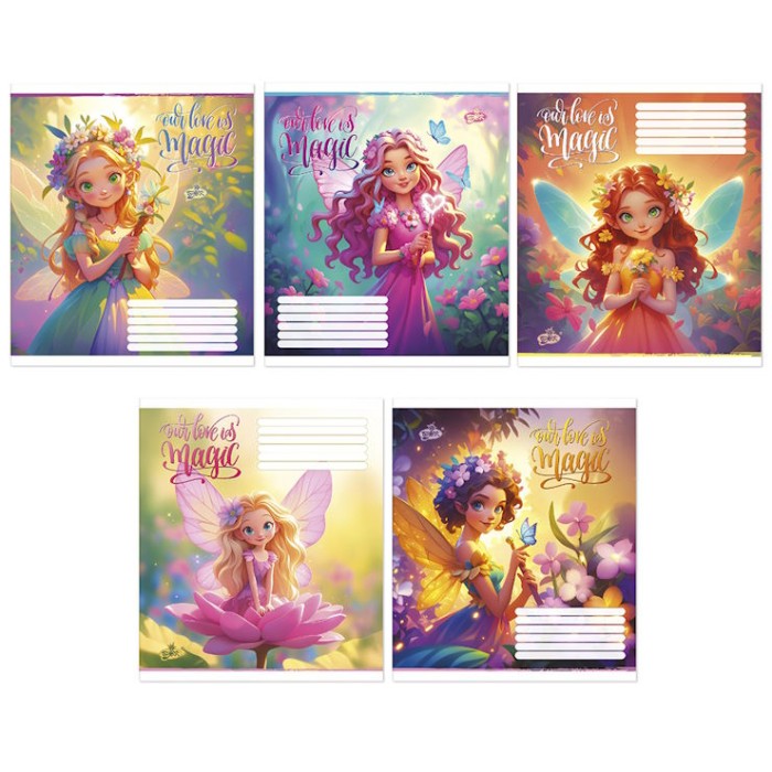 Зошит на 12 аркушів у косу лінію «Квіткова фея» №2643, ТМ Brisk