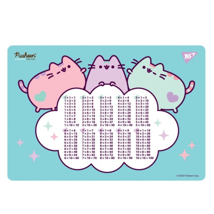 Підкладка для столу «Pusheen» 29х42 см з таблицею множення, ТМ Yes