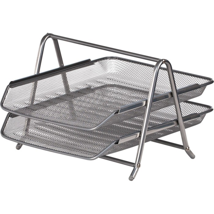 Лоток «2 в 1» для паперів 29,5х35х21 см металевий сріблястий, ТМ Buromax