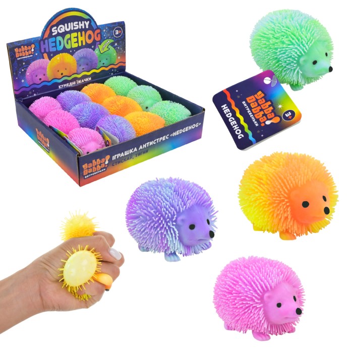 Антистрес «Їжачок.YabbaDabba» з наповнювачем PVA, в асортименті, по 12 шт у боксі 22х20х5 см