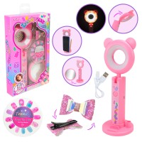 Косметичний столик: лампа з USB, наліпки на нігті, дзеркало та аксесуари, у коробці 15,5х4х26 см