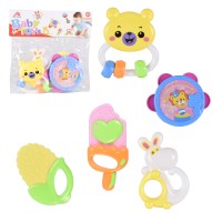 Набір брязкалець у ручку 5 одиниць, у пакеті 21,5 см