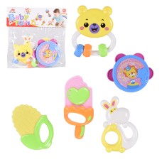 Набір брязкалець у ручку 5 одиниць, у пакеті 21,5 см