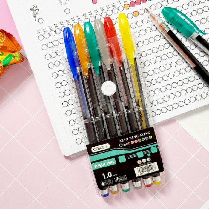 Набір з гелевих ручок на 6 кольорів, ТМ Leader