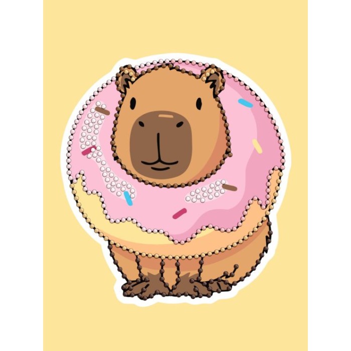 Картина за номерами з алмазною мозаїкою «Солодка капібара» 15x20 см, ТМ Ідейка