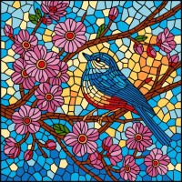 Картина за номерами «Вітраж. Синичка» 30х30 см, ТМ Ідейка