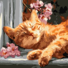 Картина за номерами «Рудий кіт на підвіконні» 40х40 см, ТМ Ідейка