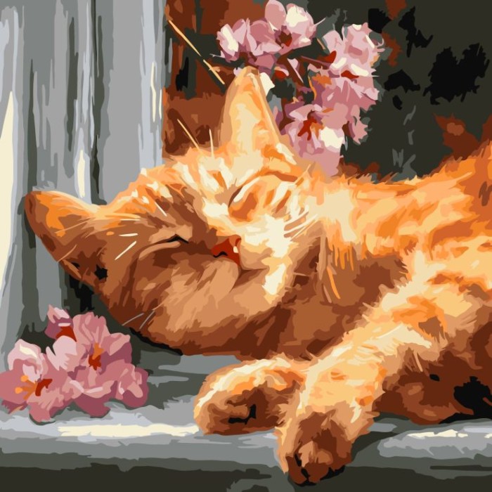 Картина за номерами «Рудий кіт на підвіконні» 40х40 см, ТМ Ідейка