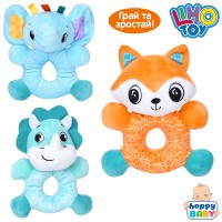 Брязкальце м'яке «Тваринка»16 см плюшеве, в асортименті, у пакеті 14х16х7 см