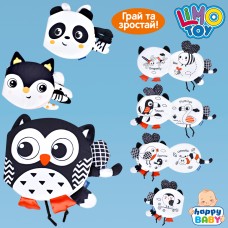 Книжка-шуршалка 16х15х4 см м'яка з назвами тварин англійською, в асортименті, у пакеті 20х19х4 см