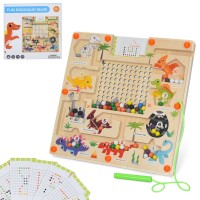 Дерев'яна іграшка «Лабіринт» 22х22 см 2 в 1 з кульковою магнітною мозаїкою, у коробці 23,5х23х2,5 см