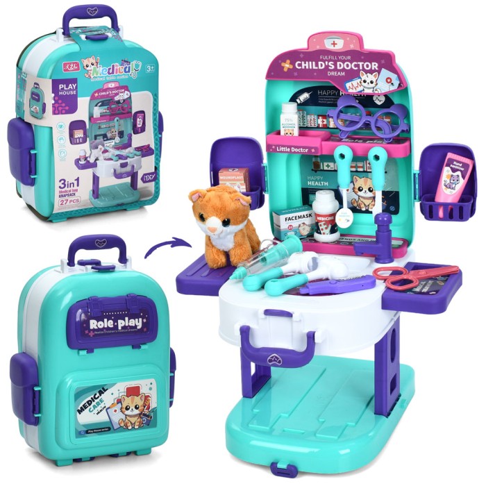 Ігровий набір «Грумер» 3 в 1: стіл 39х30х51 см, кіт 11 см, мийка з механічним наливанням води та 27 предметів, у валізі та картонній обгортці 23х31х13,5 см