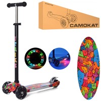 Самокат«MAXI» 3-колісний на метало-пластиковій рамі, колеса ПУ, 2 передніх 120 мм зі світлом, кермо 78-88 см, підніжка 31-14 см