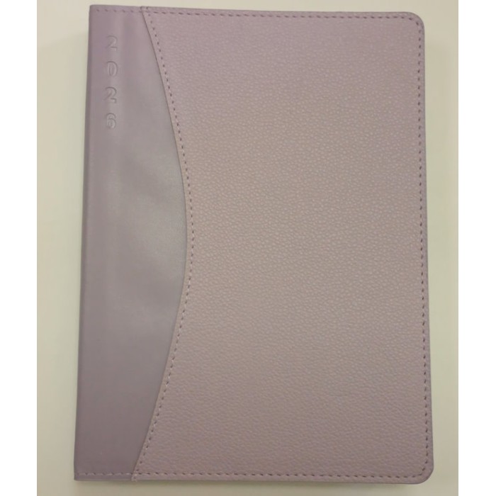 Щоденник датований «AURORA 2026» A5 на 336 сторінок з обкладинкою зі шкірзаму, бузковий, ТМ Buromax