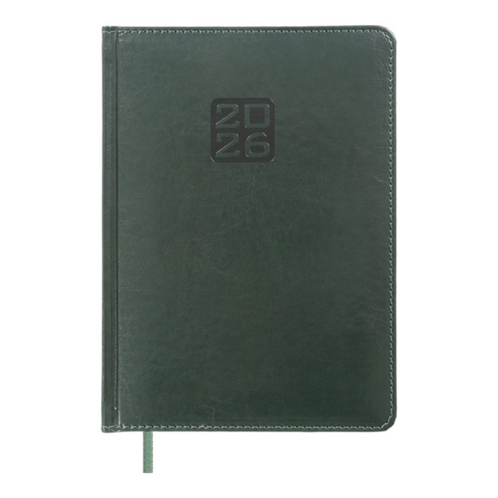 Щоденник датований «BRAVO 2026» A5 на 336 сторінок з обкладинкою зі шкірзаму, зелений, ТМ Buromax