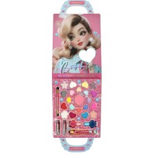 Дитяча косметика: палітра-сумочка з тінями для повік, помада, лак та аксесуари, у коробці 25х15х2 см