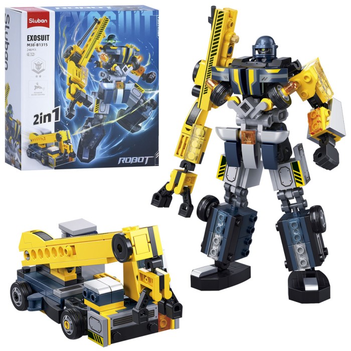 Конструктор «Робот-машина» 2 в 1 18 см на 246 деталей з фігуркою, у коробці 22х23,5х7 см, SLUBAN