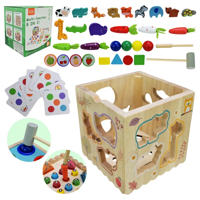 Куб-сортер 13,5х13,5х16 см дерев'яний, у коробці 14х14х16,5 см