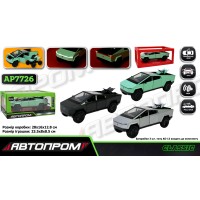 Машина «Tesla pickups» 1:24 металева зі світлом, звуком та дверима що відкриваються, у коробці 28х16х12,8 см, Автопром