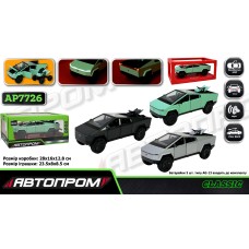 Машина «Tesla pickups» 1:24 металева зі світлом, звуком та дверима що відкриваються, у коробці 28х16х12,8 см, Автопром