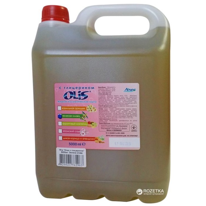Мило рідке «Зелена олива» з гліцерином 5 л, ТМ Оліс
