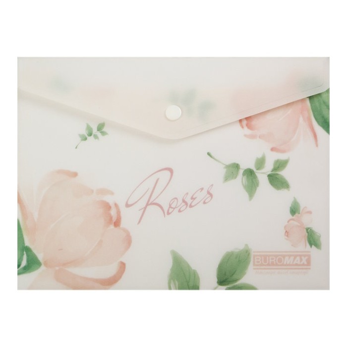 Папка-конверт «ARABESKI» А5 на кнопці матова напівпрозора, коралова, TM Buromax