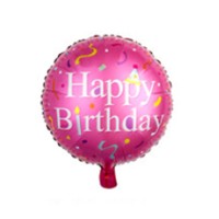 Кульки фольговані «Happy B-day» таблетка 46 см малинові, 10 штук в упаковці, ТМ Leader